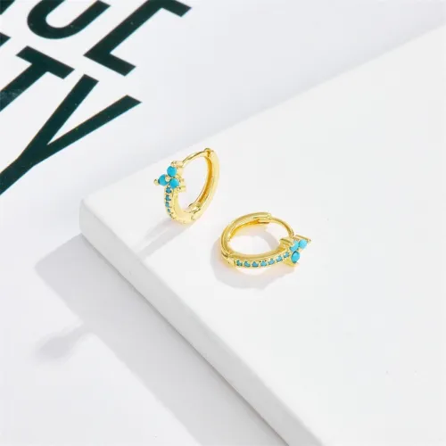 Nuevos pendientes azul turquesa hembra oro laminado galvanoplastia 14k hebilla de oreja de oro real