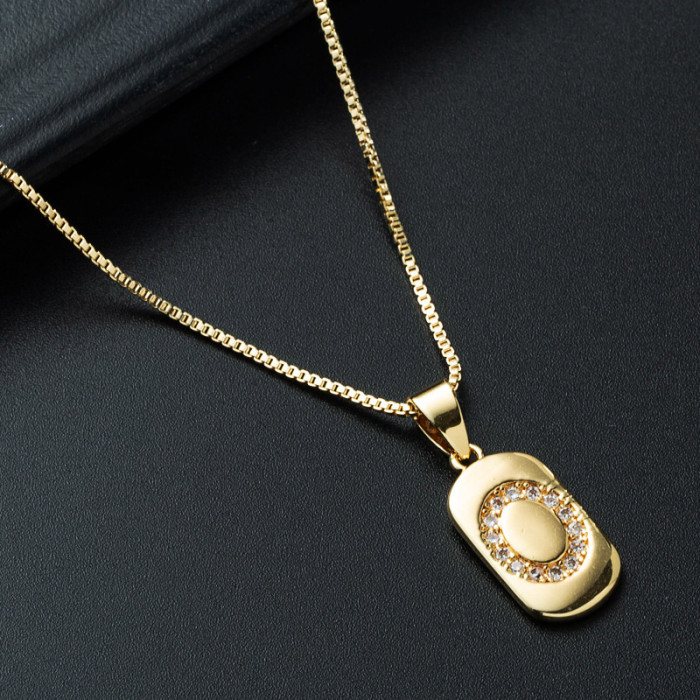 joyería al por mayor simple alfabeto colgante oro laminado chapado en oro con incrustaciones de circón collar