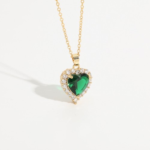 Nuevo colgante en forma de corazón de circón microset collar de oro laminado de oro real de 14k chapado en latón