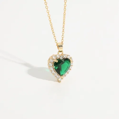 Nuevo colgante en forma de corazón de circón microset collar de oro laminado de oro real de 14k chapado en latón