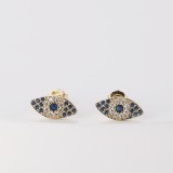 moda oro laminado chapado en oro microset circón diablos ojo pendientes mujer