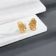 Pendientes de mariposa de circón hueco para mujer de oro real de 14k chapados en latón a la moda