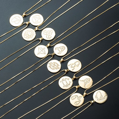 joyería al por mayor simple collar con colgante de medalla de doce constelaciones