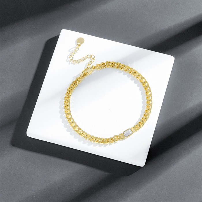 collar de pulsera de circón de moda collar de oro laminado de oro de 14k chapado simple