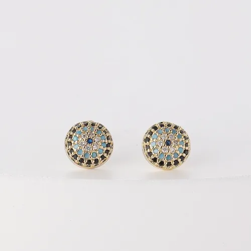 moda oro laminado chapado en oro microset circón diablos ojo pendientes mujer