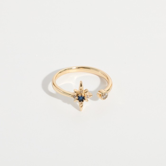 anillo abierto de oro real de 14k chapado en oro laminado con forma de constelación simple