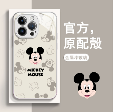 1【限時特惠 超多新款任選】iPhone高品質金屬漆玻璃可愛畫風保護殼，抗摔防刮 無指紋