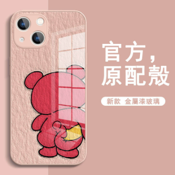 1【限時特惠 超多新款任選】iPhone高品質金屬漆玻璃可愛畫風保護殼，抗摔防刮 無指紋
