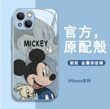 1【限時特惠 超多新款任選】iPhone高品質金屬漆玻璃可愛畫風保護殼，抗摔防刮 無指紋
