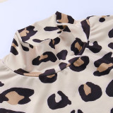Autumn Party Sexy Leopard Crop Top and Pants Set