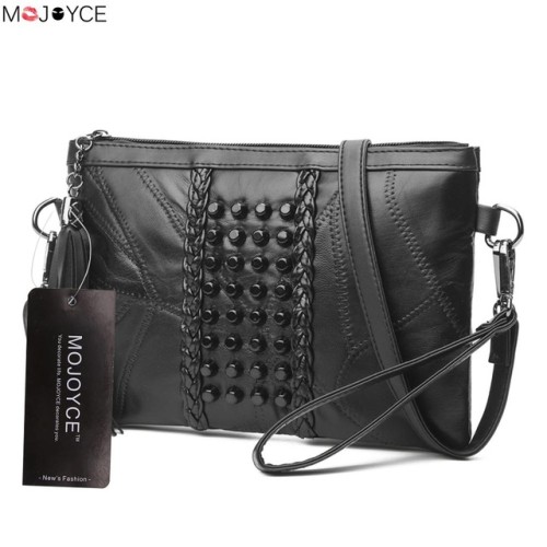 Sheepskin Solid Color Mini Shoulder Crossbody Bag Rivet Tassel Women Messenger Bags Braid Weave Sho