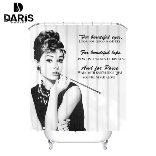 SDARISB Girl Bath Shower Curtain Waterproof Polyester Black White Curtain Bathroom Decorated European Retro 2017New Designer