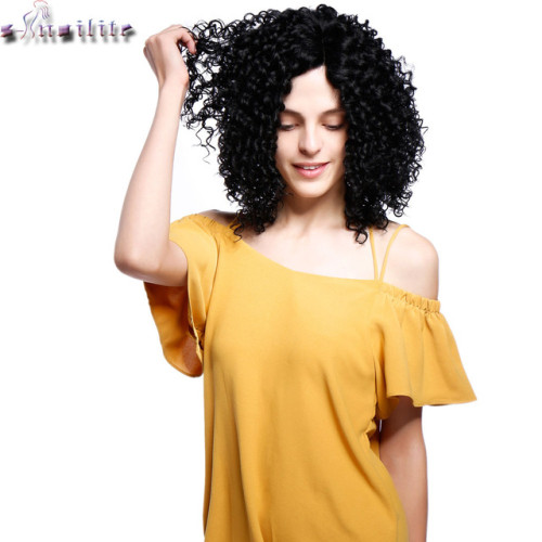 s-noilite 40cm Glueless Kinky Curly Bob Lace Front Wig Heat Resistant Synthetic Hair Natural Lace Wigs for Black Women