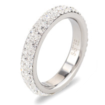 Wholesale High Quality Classic Stainless Steel 6 Row Crystal Jewelry Wedding Ring