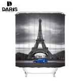 SDARISB Polyester Bathroom Shower Curtain Waterproof Gray Landscape Home Curtains France Eiffel Tower Fabric Shower Curtain