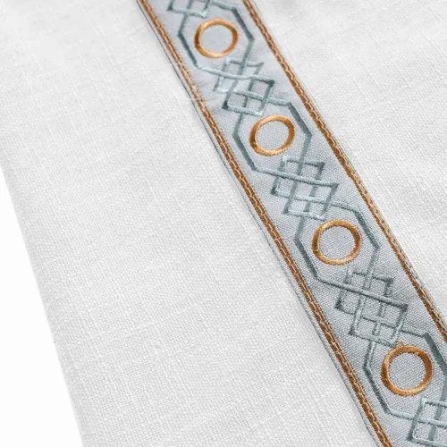 AMARA Polyester Linen Curtain Drapery With Decorative Trim Custom Sold Per Pair