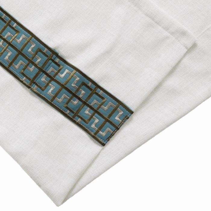 AMARA Polyester Linen Curtain Drapery With Decorative Trim Custom Sold Per Pair