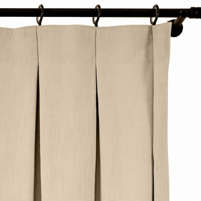 AMARA Polyester Linen Curtain Drapery With Decorative Trim Custom Sold Per Pair