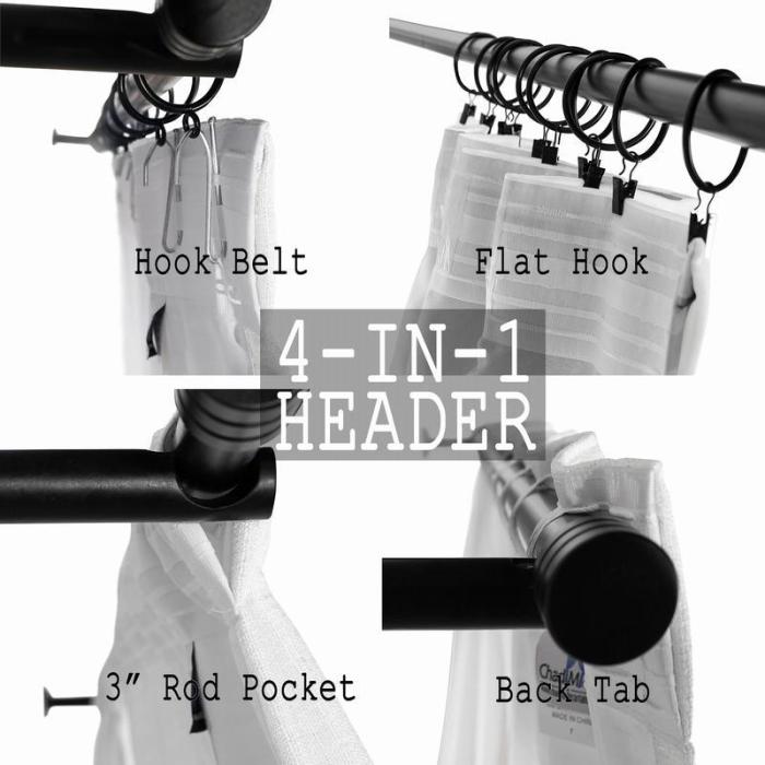 LIZ 4-in-1 Header Type Polyester Linen Curtain Drapery Custom