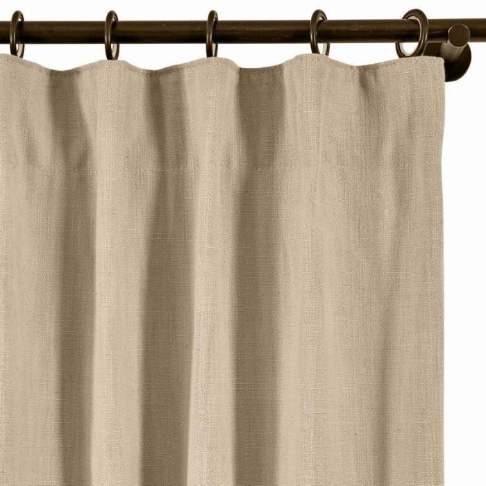 AMARA Polyester Linen Curtain Drapery With Decorative Trim Custom Sold Per Pair