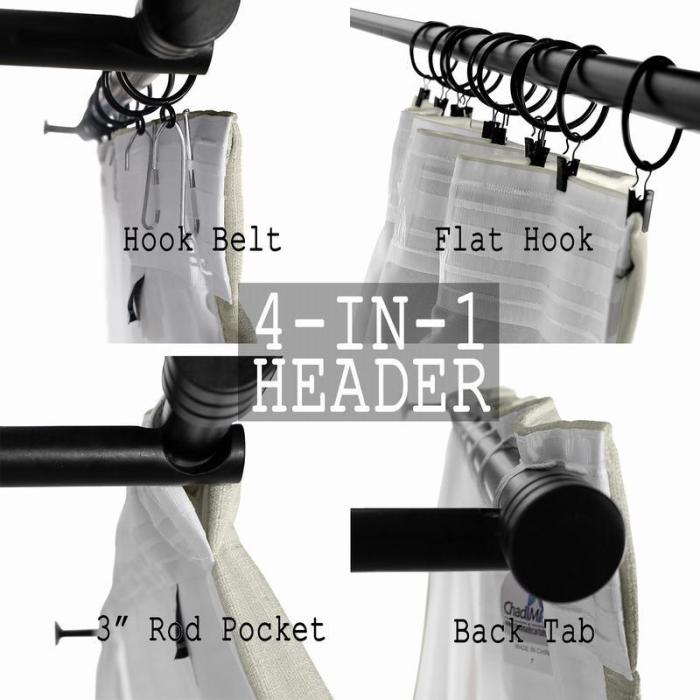 LIZ 4-in-1 Header Type Polyester Linen Curtain Drapery Custom