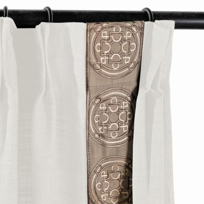 AMARA Polyester Linen Curtain Drapery With Decorative Trim Custom Sold Per Pair