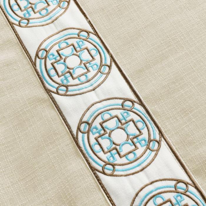 AMARA Polyester Linen Curtain Drapery With Decorative Trim Custom Sold Per Pair