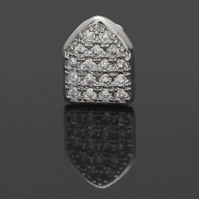 18k gold plated single tooth hip hop grillz bling cap canine teeth CZ iced-out grillz