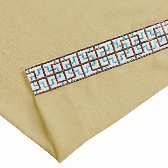 AMARA Polyester Linen Curtain Drapery With Decorative Trim Custom Sold Per Pair
