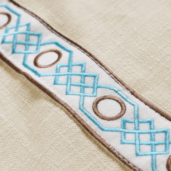 23 1432 AMARA Polyester Linen Curtain Drapery With Decorative Trim Custom Sold Per Pair