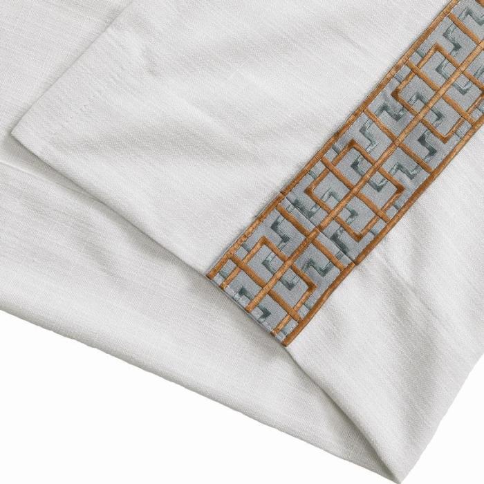 AMARA Polyester Linen Curtain Drapery With Decorative Trim Custom Sold Per Pair