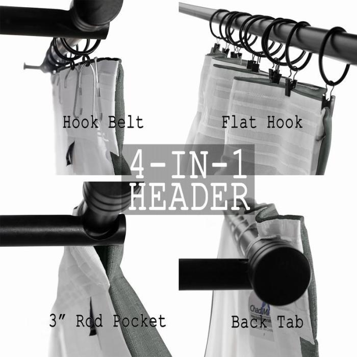 LIZ 4-in-1 Header Type Polyester Linen Curtain Drapery Custom