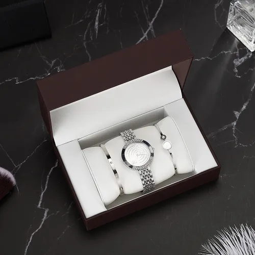 luxury diamond watch and bracelet set womens fashion jewelry gift set for girlfriend ladies casual quartz wristwatch