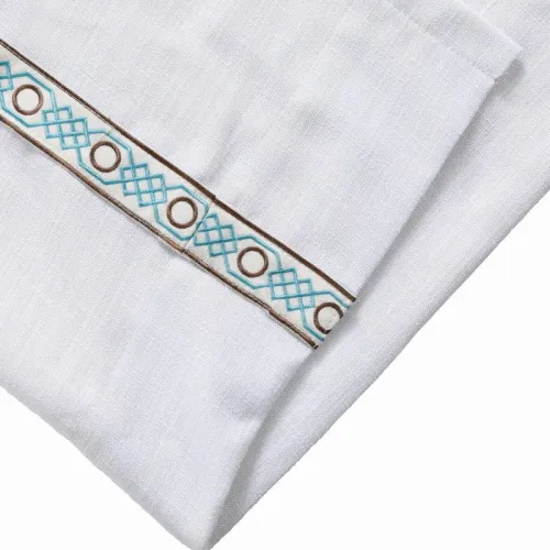 23 1432 AMARA Polyester Linen Curtain Drapery With Decorative Trim Custom Sold Per Pair