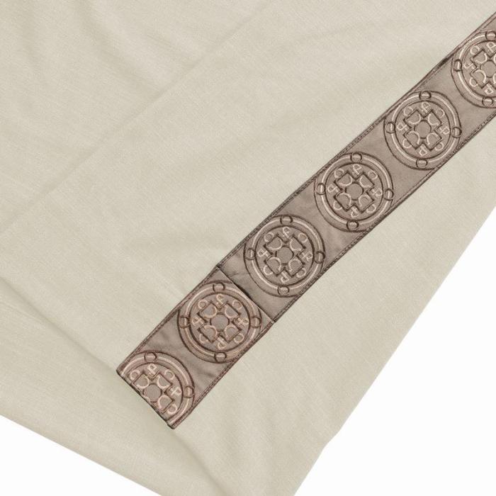 AMARA Polyester Linen Curtain Drapery With Decorative Trim Custom Sold Per Pair