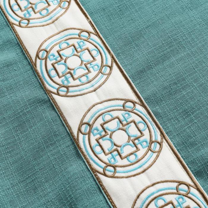 AMARA Polyester Linen Curtain Drapery With Decorative Trim Custom Sold Per Pair