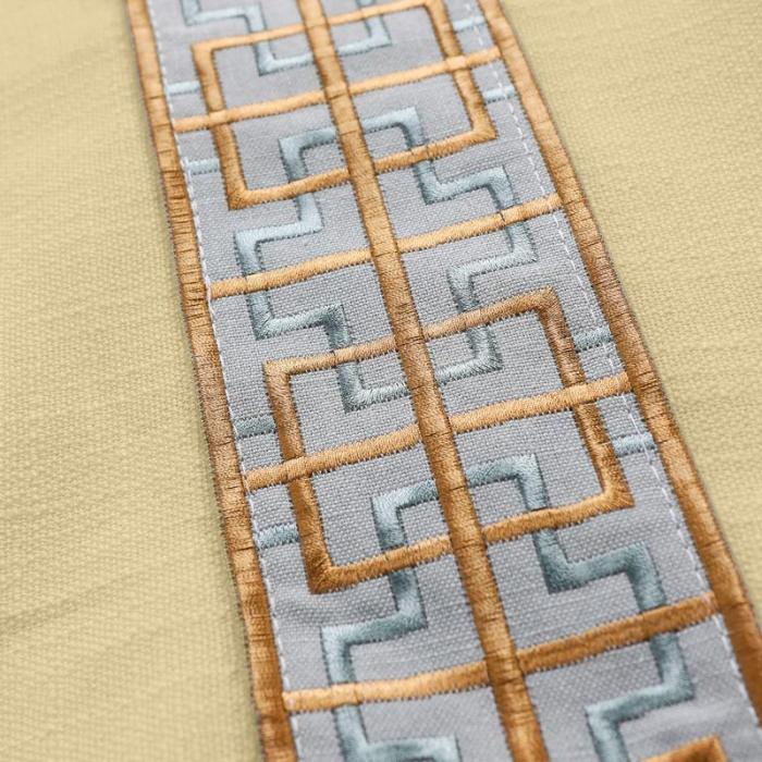 AMARA Polyester Linen Curtain Drapery With Decorative Trim Custom Sold Per Pair