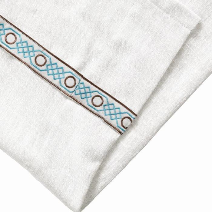 23 1432 AMARA Polyester Linen Curtain Drapery With Decorative Trim Custom Sold Per Pair