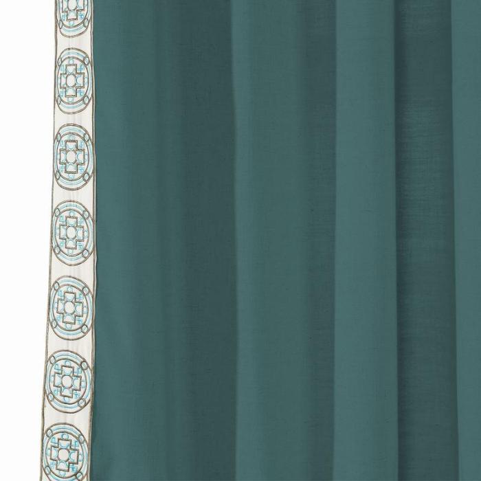 AMARA Polyester Linen Curtain Drapery With Decorative Trim Custom Sold Per Pair