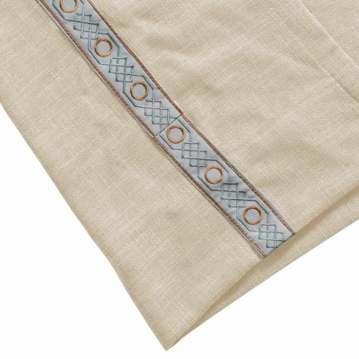 AMARA Polyester Linen Curtain Drapery With Decorative Trim Custom Sold Per Pair