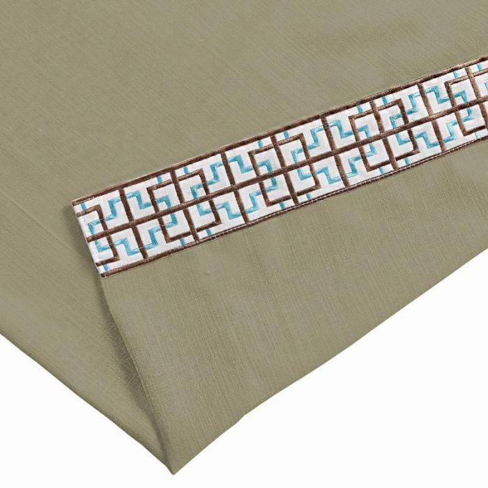 AMARA Polyester Linen Curtain Drapery With Decorative Trim Custom Sold Per Pair