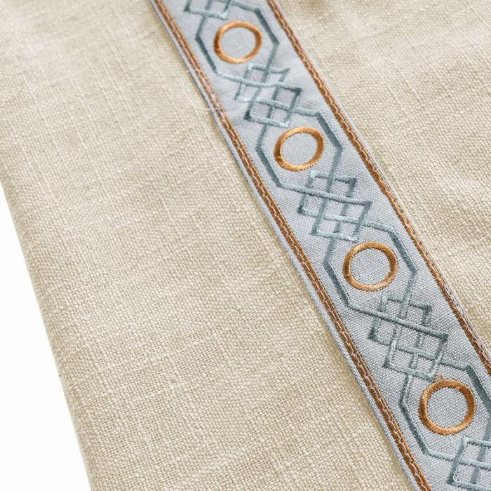 AMARA Polyester Linen Curtain Drapery With Decorative Trim Custom Sold Per Pair