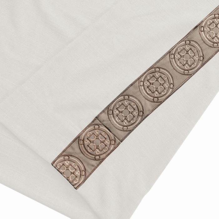 AMARA Polyester Linen Curtain Drapery With Decorative Trim Custom Sold Per Pair