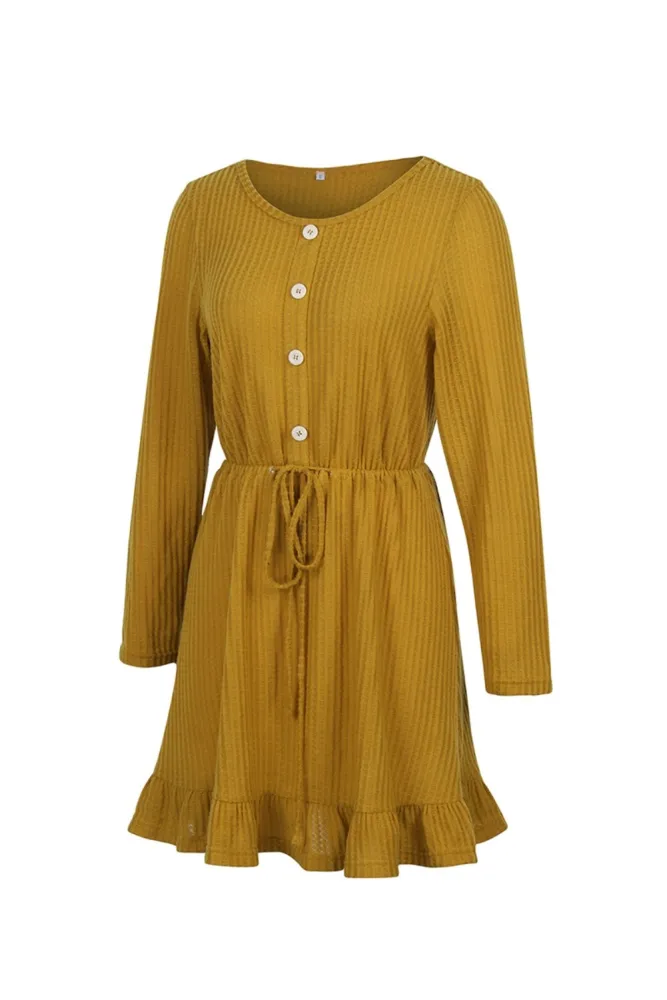 Autumn Knitted Plain Short Casual Dress