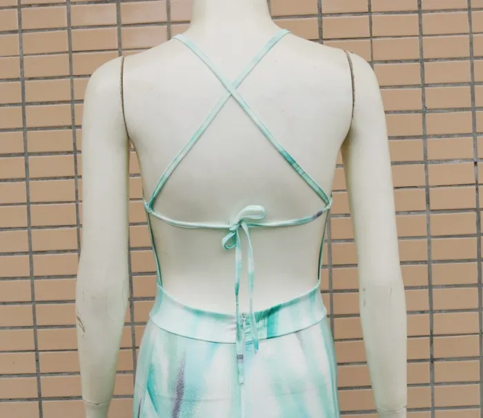 Tie Dye Green Sexy Long Dress