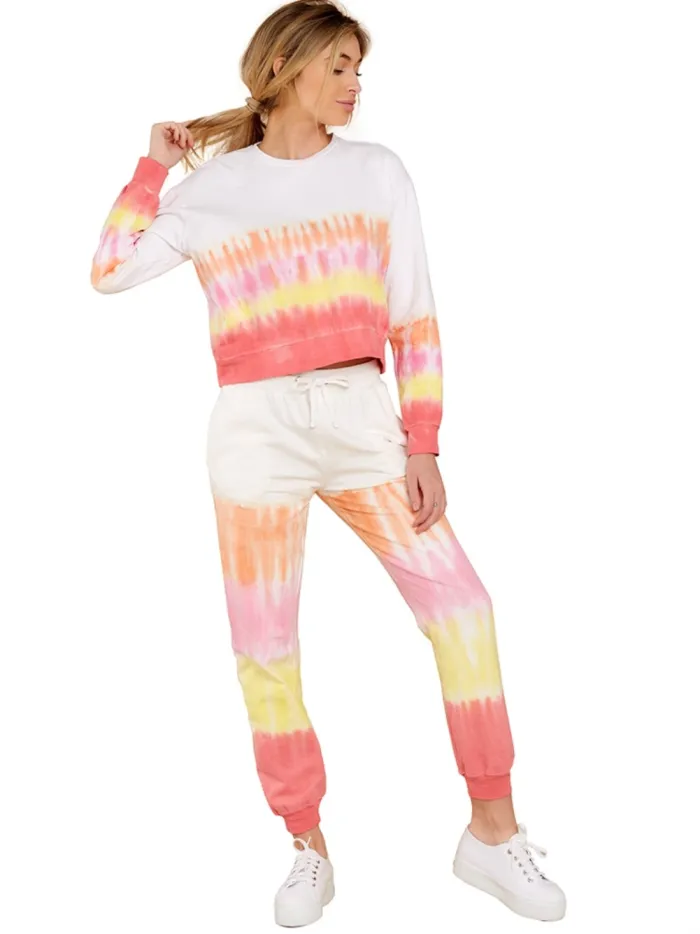 Autumn Tie Dye Matching Top and Pants Lounge Wear