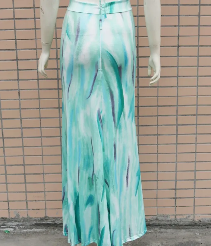 Tie Dye Green Sexy Long Dress