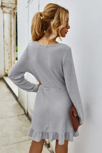 Autumn Knitted Plain Short Casual Dress