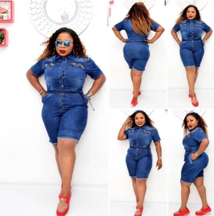 Plus Size African Blue Denim Rompers