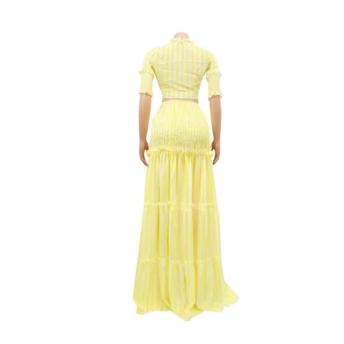Sexy Ruffles Crop Top and Long Skirt Set